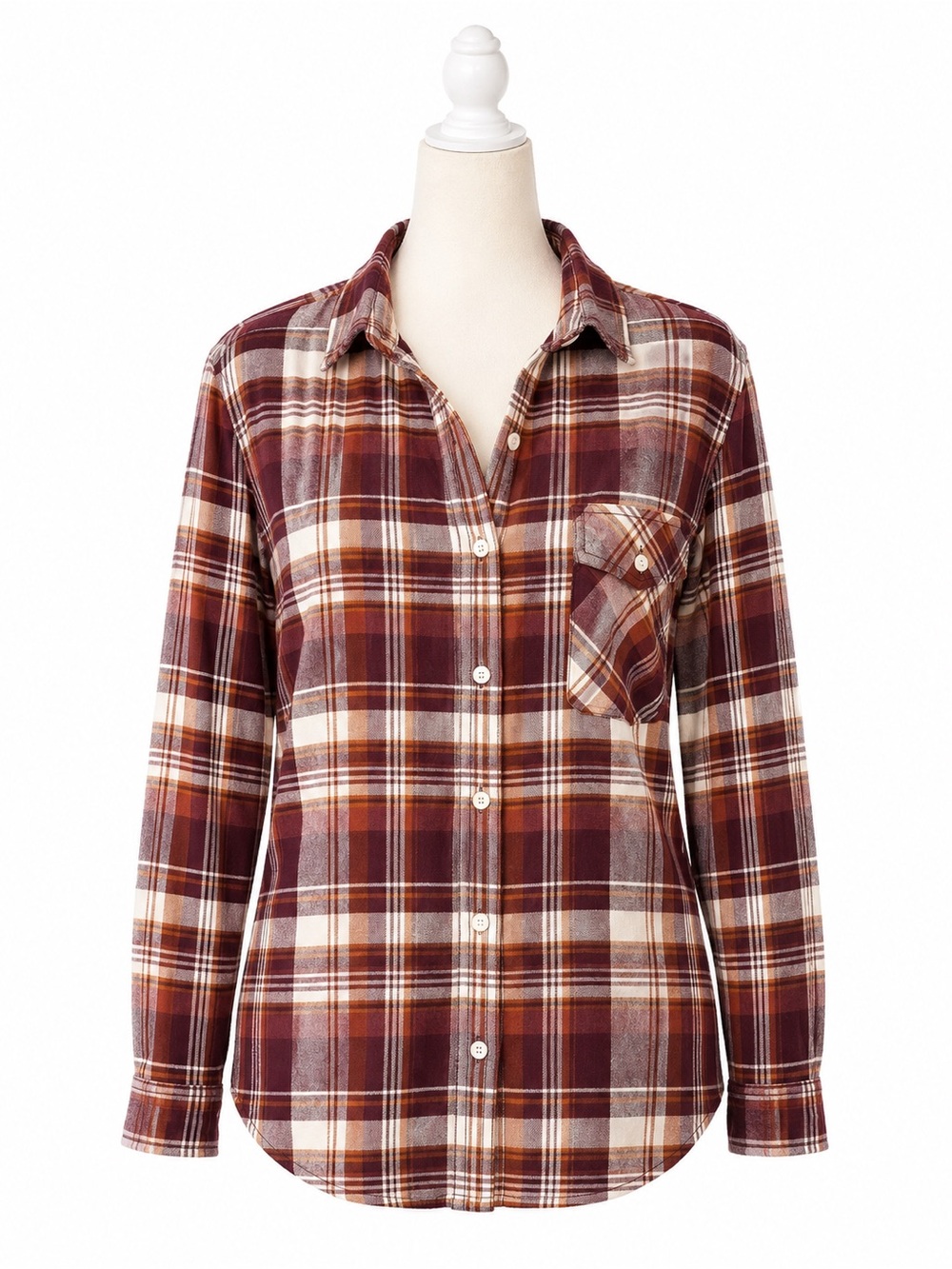 The North Face Womens XS Plaid Flannel Shirt Rust Button Down Top Granola Girl